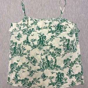 H&M strappy ruffle top in green toile